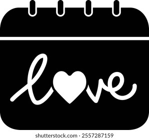 Valentine's day calendar silhouette vector.
14 February calendar silhouette.
Love Calendar Flat Icon.
Good for greeting card,poster,banner,leaflet.
Transparent background.