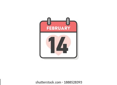 Valentine's day, Calendar. Simple and stylish Vector design illustration. February 14th Calendar on white background. 