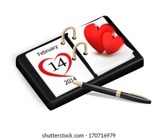 Valentine's Day in calendar. vector