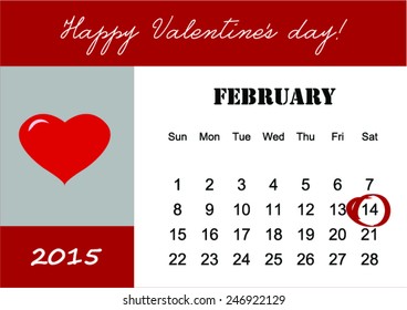 Valentine's day calendar vector.