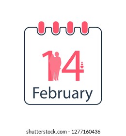 Valentine's day with calendar vector design illustration.