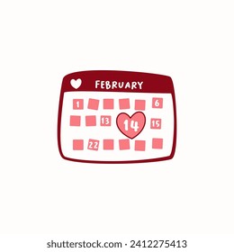 Valentinstag-Kalender, Vektorgrafik