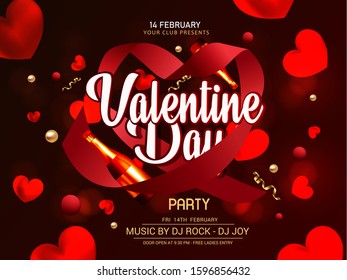 Valentine's Day, also called Saint Valentine's Day, heart shape,  Flyers, invitation, poster, brochure, banner. 