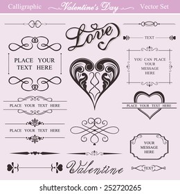Valentine's day calligraphic design elements and decoration 