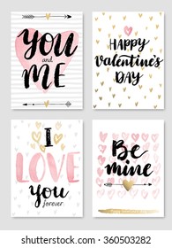 Valentine`s Day Calligraphic Set. Vector illustration.