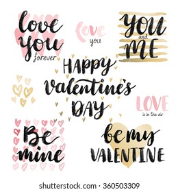 Valentine`s Day Calligraphic Set. Vector illustration.
