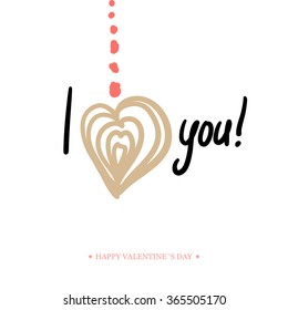 Valentines Day Calligraphy Greeting Card. 
Hand Drawn and Handwritten Design Elements. Vector illustration
Lettering Design.