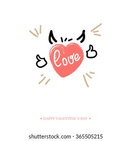 Valentines Day Calligraphy Greeting Card. 
Hand Drawn and Handwritten Design Elements. Vector illustration
Lettering Design.