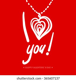 Valentines Day Calligraphy Greeting Card. 
Hand Drawn and Handwritten Design Elements. Vector illustration
Lettering Design.