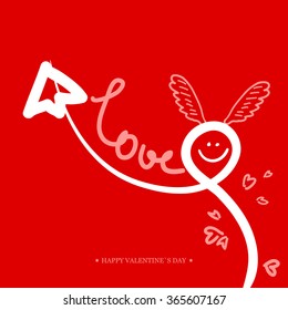 Valentines Day Calligraphy Greeting Card. 
Hand Drawn and Handwritten Design Elements. Vector illustration
Lettering Design.