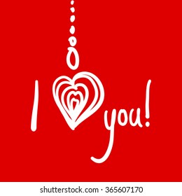 Valentines Day Calligraphy Greeting Card. 
Hand Drawn and Handwritten Design Elements. Vector illustration
Lettering Design.