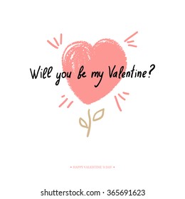 Valentines Day Calligraphy Greeting Card. 
Hand Drawn and Handwritten Design Elements. Vector illustration
Lettering Design.