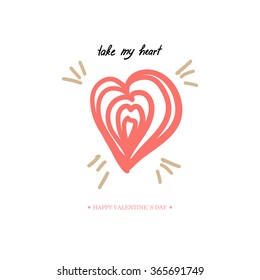 Valentines Day Calligraphy Greeting Card. 
Hand Drawn and Handwritten Design Elements. Vector illustration
Lettering Design.