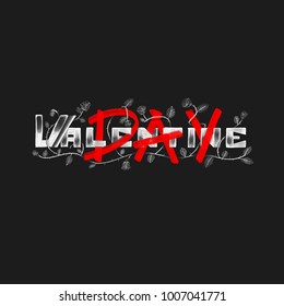 valentine's day calligraphy on black background
