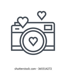 Valentines day camera icon suitable for info graphics, websites and print media. Vector, flat icon, clip art.
