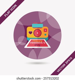 Valentine's Day camera photo flat icon with long shadow,eps10