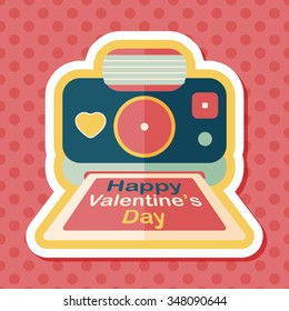 Valentine's Day camera photo flat icon with long shadow,eps10