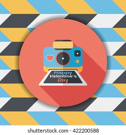 Valentine's Day camera photo flat icon with long shadow,eps10
