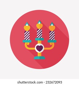 Valentine's Day candle flat icon with long shadow,eps10