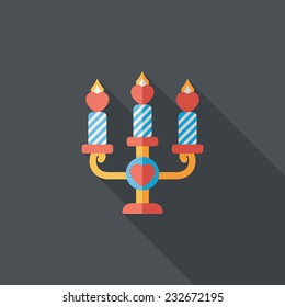 Valentine's Day candle flat icon with long shadow,eps10