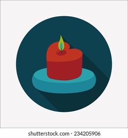 Valentine's Day candle flat icon with long shadow,eps10 