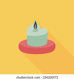 Valentine's Day candle flat icon with long shadow,eps10 