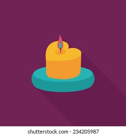 Valentine's Day candle flat icon with long shadow,eps10 