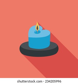 Valentine's Day candle flat icon with long shadow,eps10 