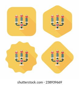 Valentine's Day candle flat icon with long shadow,eps10
