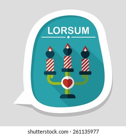 Valentine's Day candle flat icon with long shadow,eps10