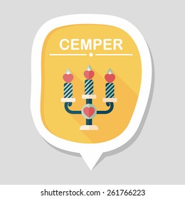 Valentine's Day candle flat icon with long shadow,eps10