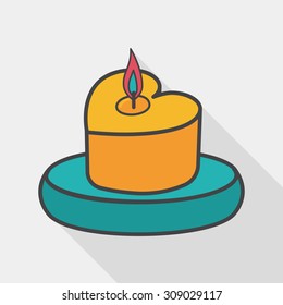 Valentine's Day candle flat icon with long shadow,eps10