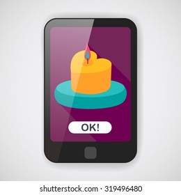 Valentine's Day candle flat icon with long shadow,eps10