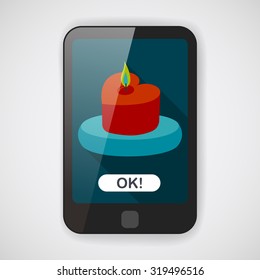 Valentine's Day candle flat icon with long shadow,eps10