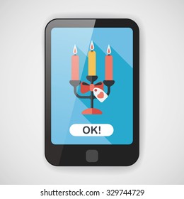 Valentine's Day candle flat icon with long shadow,eps10