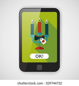 Valentine's Day candle flat icon with long shadow,eps10