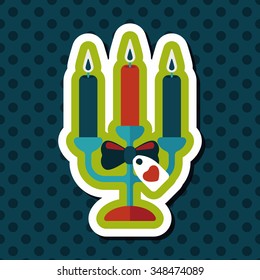 Valentine's Day candle flat icon with long shadow,eps10