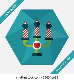 Valentine's Day candle flat icon with long shadow,eps10