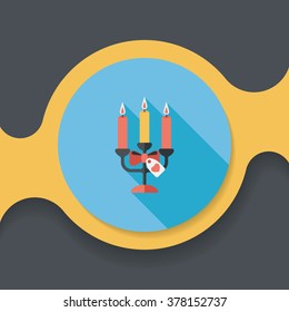 Valentine's Day candle flat icon with long shadow,eps10