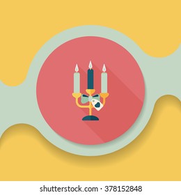 Valentine's Day candle flat icon with long shadow,eps10