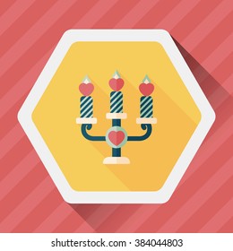 Valentine's Day candle flat icon with long shadow,eps10