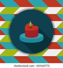 Valentine's Day candle flat icon with long shadow,eps10