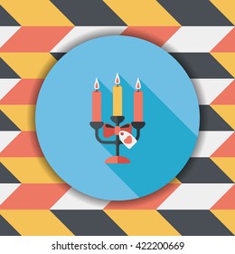 Valentine's Day candle flat icon with long shadow,eps10