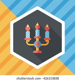 Valentine's Day candle flat icon with long shadow,eps10