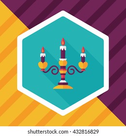Valentine's Day candle flat icon with long shadow,eps10