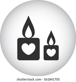 Valentines Day Candles symbol sign silhouette icon on background