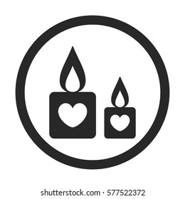 Valentines Day Candles symbol sign silhouette icon on background