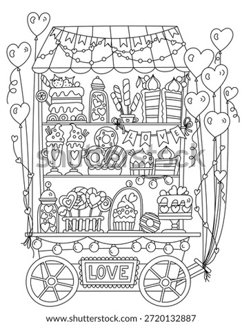 Valentine's Day Candy Cart And Coloring Page