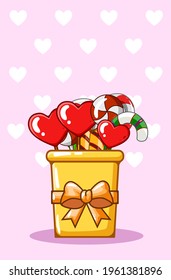Valentine's Day candy cartoon illustration