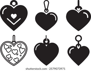 Valentine's Day Candy Heart Charm, vector, silhouette, illustration